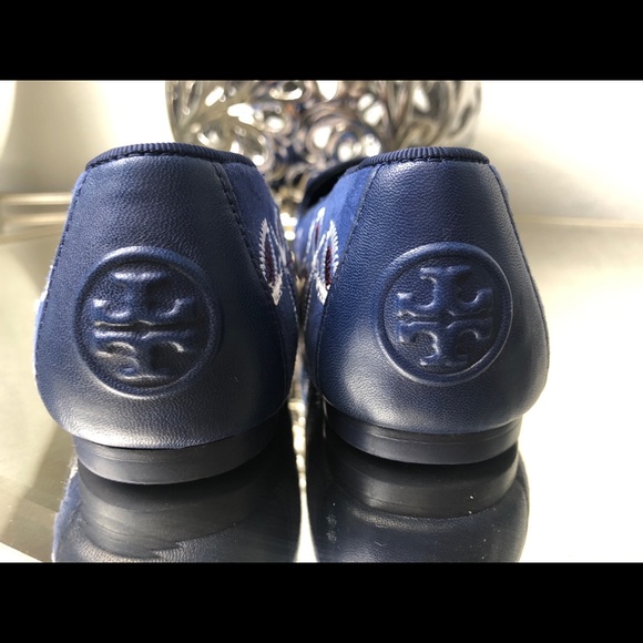 Tory Burch Embroidered Floral Smoking Slipper - Picture 1 of 8